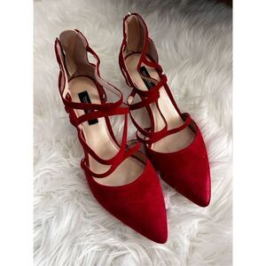 White House black market heels red suede size 8